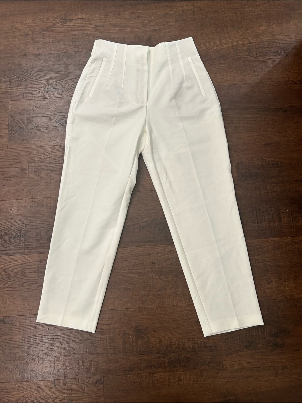Zara Cream High-Waist Tailored Trousers